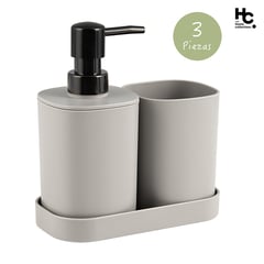 JUST HOME COLLECTION - Set x3 Piezas Accesorios de Baño Gris